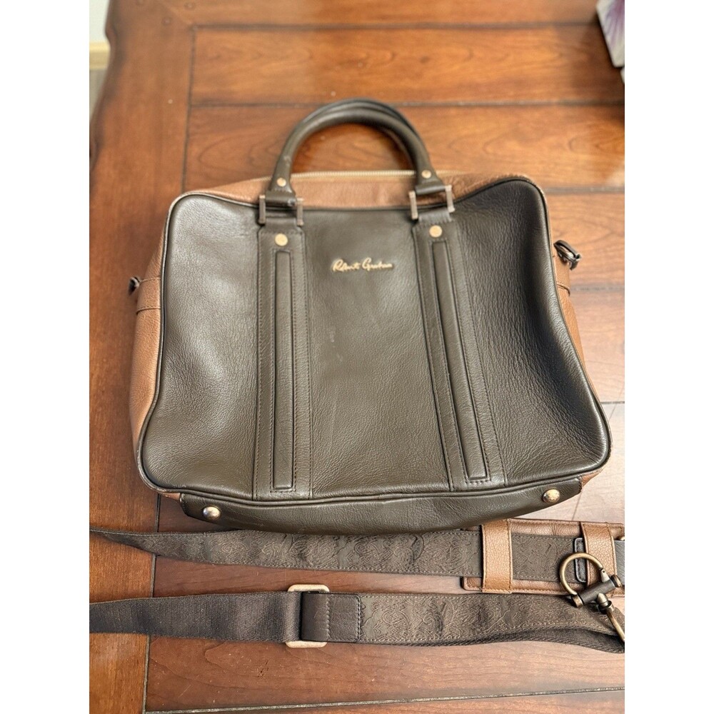 Robert Graham Leather‎ Brown Two Tone Laptop Messenger Bag **Read Listing**